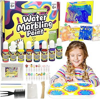 Luqxzg kit de peinture marbrée pour enfants, cadeaux créatifs de bricolage pour filles