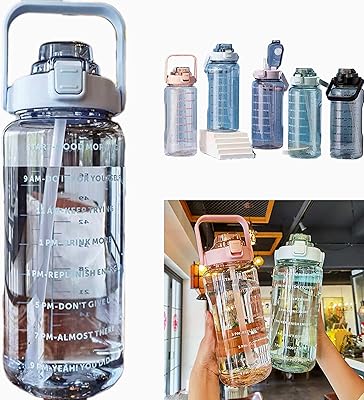 Grande bouteille d'eau de motivation doyoung 2l avec marqueurs de temps (bleu)