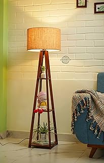 Lampadaire en bois crosscut furniture, beige, jute naturel, paquet de 1