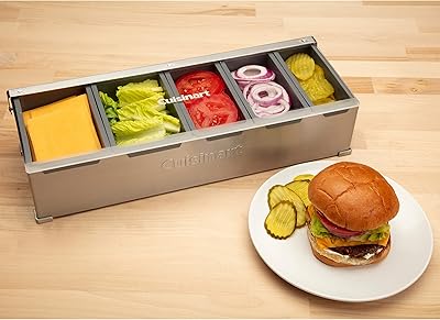 Station de condiments et de garniture cuisinart cps-617, contenants alimentaires avec couvercle translucide