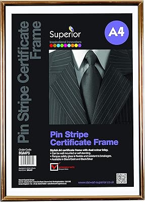 Cadre de certificat seiko a4 pin outline avec verre de sécurité en perspex par stuart - noir/or, format a4 - contour noir et or. Diaytar Sénégal : Le choix, la qualité, l'économie réunis