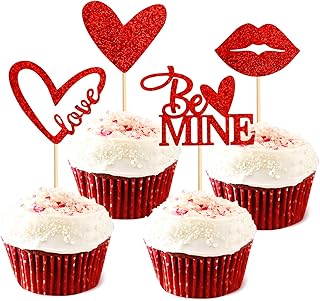 24 pièces de décorations de cupcakes de la saint-valentin à paillettes rouges gâteau