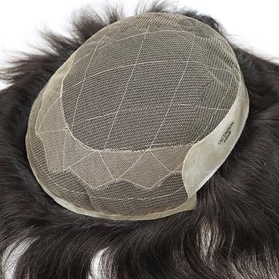 Perruque de cheveux humains en dentelle française happy&cc pour hommes avec perruque