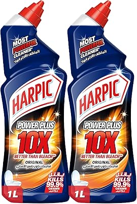 Nettoyant pour toilettes harpic power plus original, 10x plus puissant, 1 litre, paquet