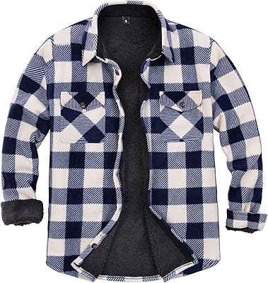 Veste chaude en flanelle doublée de polaire sherpa pour hommes