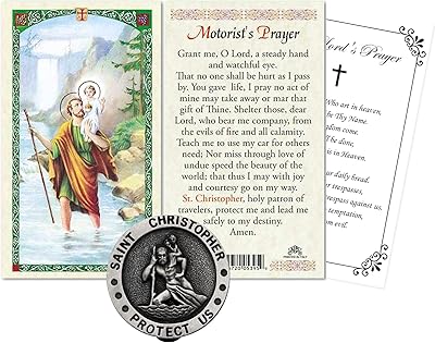 Médaille de boucle de visière de saint christophe pour voitures, carte de prière