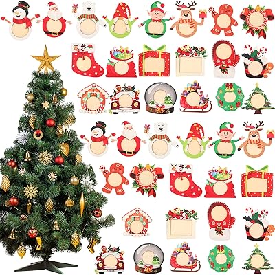 40 pièces cadre photo de noël décor arbre de noël cadres photo en bois rond diy cadre photo suspendu cadre photo ornements pour décoration de vacances fournitures de fête. Diaytar : Où chaque achat est une victoire pour votre budget