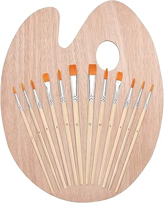 Ensemble de pinceaux avec palette en bois (12 pinceaux) et bloc