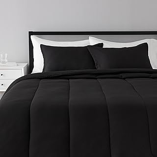 Parure de lit amazonbasics pour double queen size noir microfibre ultra doux