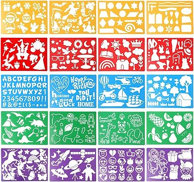 Ensemble de pochoirs de peinture pour enfants, 20 pièces assorties de pochoirs