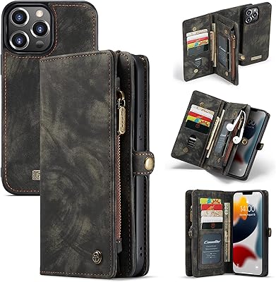 Case me étui portefeuille pliable en cuir pour iphone 13 pro