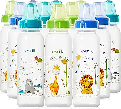 Biberons classiques en polypropylène pour bébé, tout-petit et nouveau-né - bleu/vert/sarcelle, 8 oz