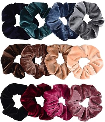 12 pièces bringz élastiques à cheveux en velours doux et élastiques pour filles