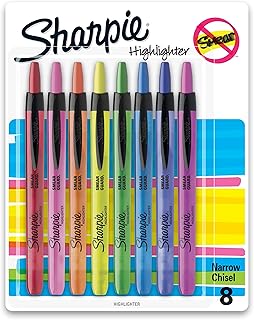 Marqueurs rétractables sharpie pointe biseautée assortis 8 pièces