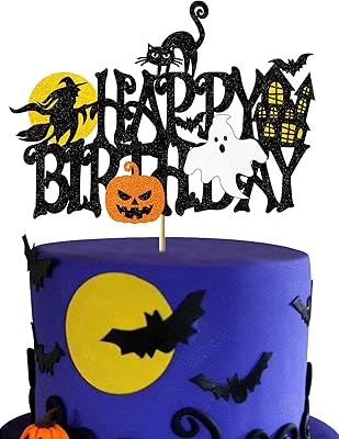 Décorations de fête d'anniversaire d'halloween à paillettes, décorations de gâteaux pour garçons