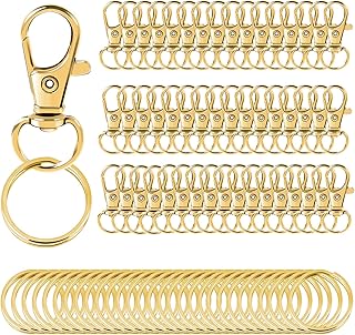 100pcs clips rotatifs dorés avec porte-clés, clips pour porte-clés fermoirs à pinces