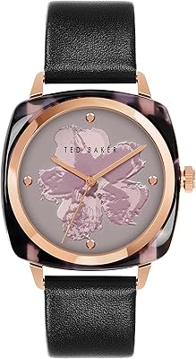 Montre à quartz pour femme avec bracelet en cuir, noir, 20 montre décontractée