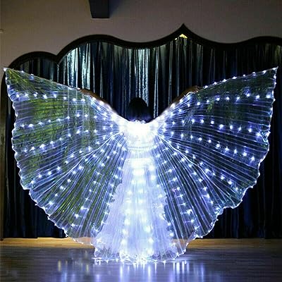 Bohof led costumes de danse du ventre avec bâtons télescopiques led ailes