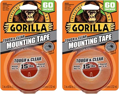 Ruban de montage double face transparent gorilla strong, résistant aux intempéries, 1" x