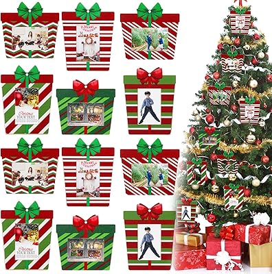 12 pièces de cadre photo yalikop, ornements de noël, boîte cadeau en bois