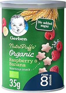 Gerber baby food bio nutri puffs framboise & amandes, à partir de 8