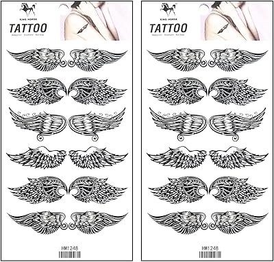 Tattoos 2 feuilles d'ailes d'ange dessin animé tatouage art mode tatouages ​​temporaires autocollants