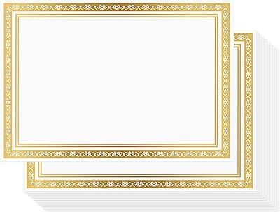 Papier de certificat vierge belle vue (50 pièces) a4 blanc avec bords