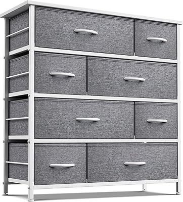 Commode de chambre sorbus avec 8 tiroirs meuble de rangement haut pour placard