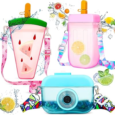 Honey duck 3 jolies bouteilles d'eau avec paille, 300 ml, design créatif