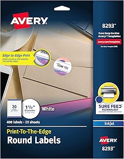Étiquettes rondes blanches avery, 1,5" de diamètre, 400 étiquettes - créez des étiquettes