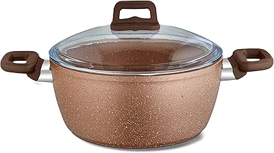 Pot profond série evimsaray defne 22 centimètres couleur rose marron