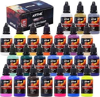 L'ensemble de peinture aérographe army 24 couleurs comprend des couleurs métalliques et fluo