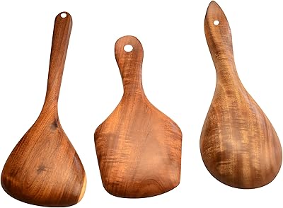 Couverts en bois faits à la main kalpana handicrafts, 3 pièces, marron