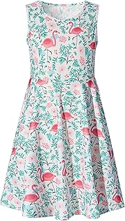 Robes sans manches à motif floral pour filles, jupe décontractée une pièce, robe