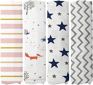Couvertures d'emmaillotage raglin en mousseline 100 % coton, mousseline douce et soyeuse