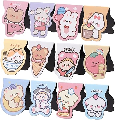 Marque-pages magnétiques marque-pages mignons avec motifs de dessins animés clips de page