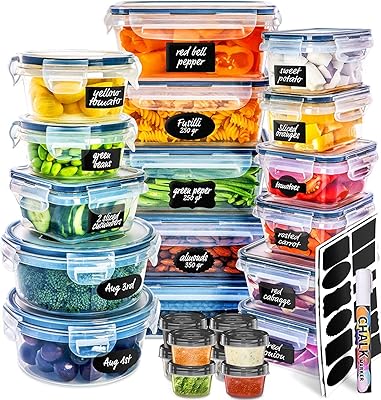 Ensemble de récipients de conservation des aliments en plastique digiga avec couvercle