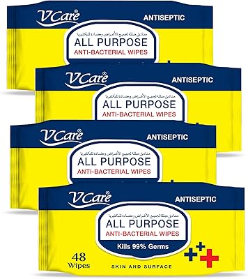 Lingettes humides antibactériennes vcare pour tous usages 48 lingettes |