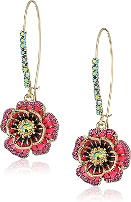 Boucles d'oreilles pendantes motif fleur
