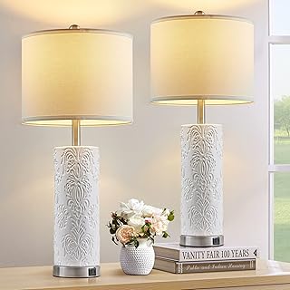 28 " lampes de table en céramique blanche pour chambres à coucher