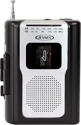 Lecteur de cassettes radio am fm portable rétro jensen cr-100 compact et léger