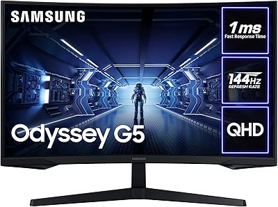 Moniteur de jeu incurvé samsung odyssey g5 lc27g55tqwrxxu 27 pouces 1000r