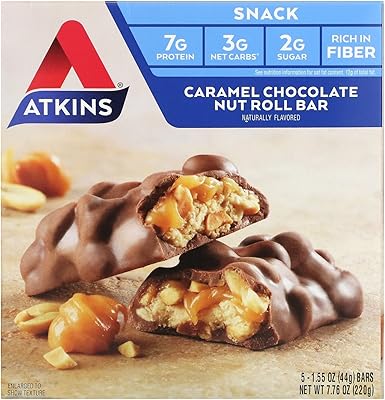 Barre rotative atkins au chocolat et aux noix, caramel, 5 pièces