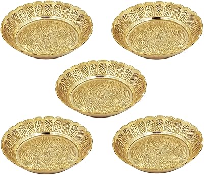 Assiette shopkart nakshi pour pooja, décoration, cadeau diamètre 4,3" (grande taille 11 cm, paquet de 5, laiton massif). Diaytar Sénégal : Achetez plus, dépensez moins