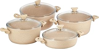 Batterie de cuisine avec revêtement en granit opalina couleur crème op-007