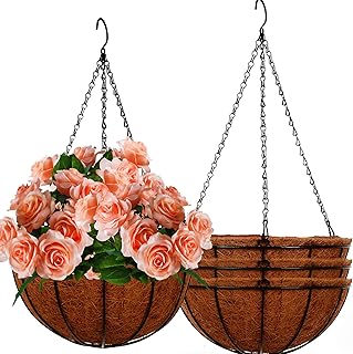 Paniers suspendus artfamy pour plantes d'extérieur (paquet de 4 de 12 pouces) - plantes suspendues en fibre de coco pour l'extérieur, paniers en fil métallique avec doublure en coco, pots suspendus pour plantes d'intérieur, pots de fleurs suspendus pour balustrades.... Le e-commerce qui respecte votre pouvoir d'achat : Diaytar