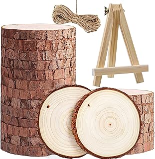 Tranches de bois - 20 tranches de bois naturel non finies de 3,5
