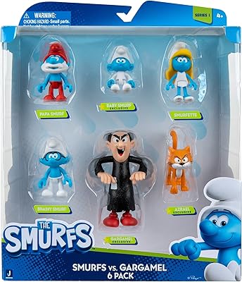 Pack multiple de 6 figurines schtroumpfs vs gargamel - comprenant un schtroumpf de 2", un grand schtroumpf, un schtroumpf intelligent, un bébé schtroumpf, azrael et gargamel de 3" - détails originaux. Diaytar Sénégal : L'e-commerce qui vous ressemble