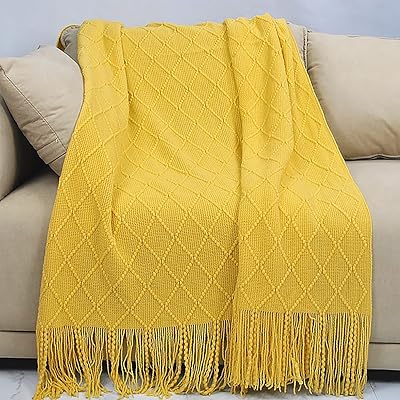 Couvertures tricotées de style bohème pour canapé et lit avec franges, légères, douces