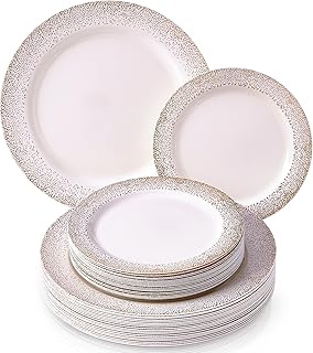 Ensemble de 40 couverts jetables cuillères de fête en argent 20 assiettes